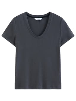 FSLE 2026 Summer Women's Soft Skin-Friendly Short Sleeve U-Neck & Round Neck Structured Shoulder Tee