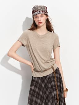 FSLE 2026 Summer Women's Soft Skin-Friendly Short Sleeve U-Neck & Round Neck Structured Shoulder Tee