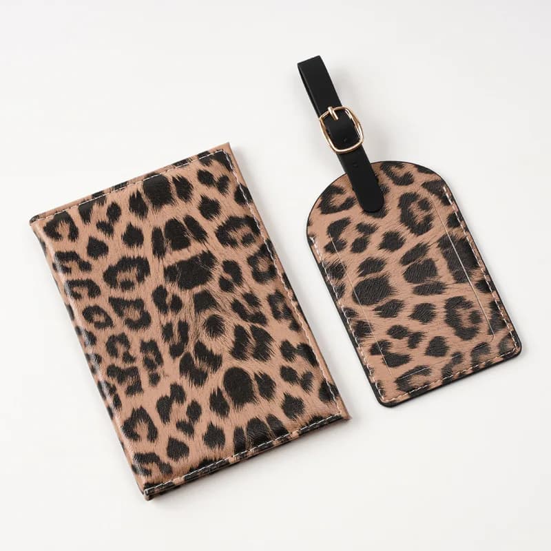 Leopard Print Passport Protective Cover Travel Passport Holder Wallet Gift PU Leather Card Case Cover Unisex Storage Bag