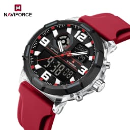 NAVIFORCE Men Military Quartz Watch 50M Waterproof Sports Wristwatch Slate Gray Dial White Arabic Numeral Scale Male Watch