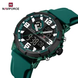 NAVIFORCE Men Military Quartz Watch 50M Waterproof Sports Wristwatch Slate Gray Dial White Arabic Numeral Scale Male Watch