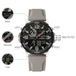 NAVIFORCE Men Military Quartz Watch 50M Waterproof Sports Wristwatch Slate Gray Dial White Arabic Numeral Scale Male Watch