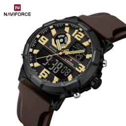 NAVIFORCE Men Military Quartz Watch 50M Waterproof Sports Wristwatch Slate Gray Dial White Arabic Numeral Scale Male Watch