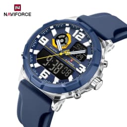 NAVIFORCE Men Military Quartz Watch 50M Waterproof Sports Wristwatch Slate Gray Dial White Arabic Numeral Scale Male Watch