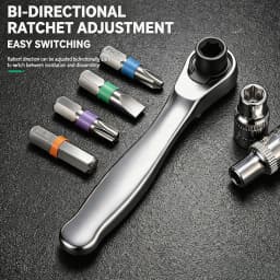 Mini Ratchet Wrench 1/4 Drive 72 Teeth Alloy Steel Socket Bit Holder for DIY Home Auto Motorcycle Bicycle Repair Hand Tools