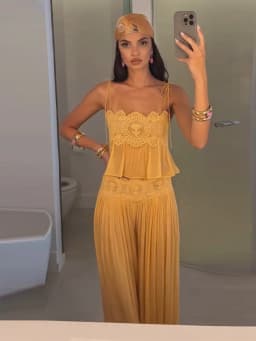 Beach Lace Hollow Out Women's Summer Pants Sets Lace Up Backless Spaghetti Strap Crop Top Loose Pleated Lantern Pant 2026 Suit