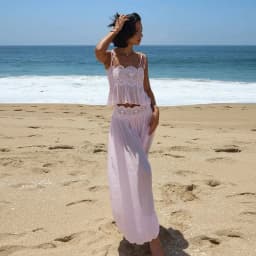 Beach Lace Hollow Out Women's Summer Pants Sets Lace Up Backless Spaghetti Strap Crop Top Loose Pleated Lantern Pant 2026 Suit