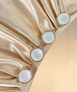 Women'S New V-Neck Short Sleeve Pleated Waist Button-Decorated Side Slit Fitted Dress Satin Dress Elegant Women'S Dress Champagn