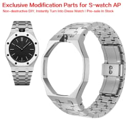 Swatch Watch Modification with Stainless Steel Case, Rubber Strap, Stainless Steel Strap, and Watch Accessories.