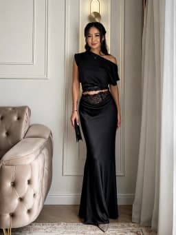 Luxury Lace Two-Piece Set Women Asymmetric One Shoulder Lace Waist Cutout Mermaid Silhouette Dress Lady's Evening Party Frock