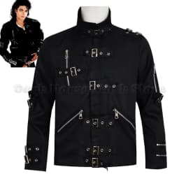 Michael Jackson BAD Punk Jacket Black Stretch Outwear Motorcycle Role Player impersonator Costumes Classic BAD T-shirt Belt