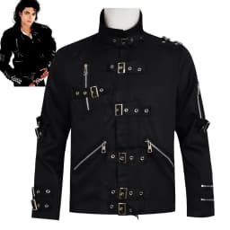Michael Jackson BAD Punk Jacket Black Stretch Outwear Motorcycle Role Player impersonator Costumes Classic BAD T-shirt Belt