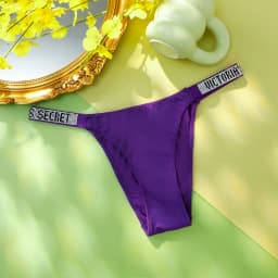 Victoria's Secret Women's Classic Striped Versatile Lace Sexy Panties Shaping Breathable Soft V-Chain Underwear Thong