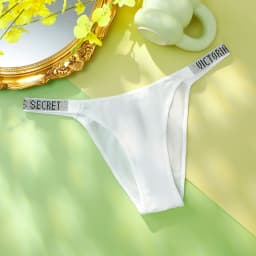Victoria's Secret Women's Classic Striped Versatile Lace Sexy Panties Shaping Breathable Soft V-Chain Underwear Thong