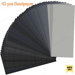 42Pcs Dry Wet Sandpaper Set, 120-3000 Grits, 9×3.6 Inch for Car Polishing, Wood Furniture Finishing & Woodworking Carving