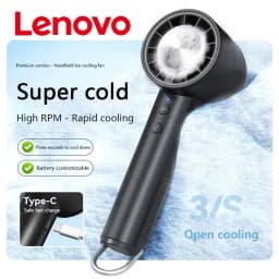 Lenovo Handheld Fan Ice Pack Refrigeration Air Conditioner Portable Silent High-Speed LED Display USB Charging Fan 2026 New