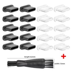 Silicone Type-C Anti-Dust Port Plug & Protector with Cleaning Brush Compatible with iPhone Samsung Xiaomi Huawei Phone Accessory