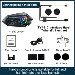 Y12Pro Motorcycle Helmet Intercom Bluetooth Headset Multi-scene Mixing Music Sharing Waterproof Interphone 500M Intercomunicador