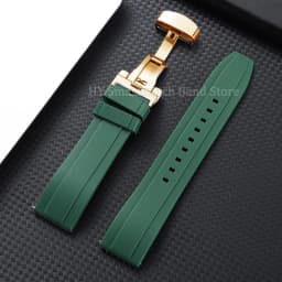 18mm 20mm 22mm 24mm Silicone Watch Strap for Omega for Roelx for Huawei Quick Release Belt Fold Clasp Waterproof Rubber Bracelet