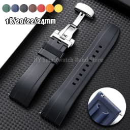 18mm 20mm 22mm 24mm Silicone Watch Strap for Omega for Roelx for Huawei Quick Release Belt Fold Clasp Waterproof Rubber Bracelet