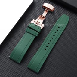 18mm 20mm 22mm 24mm Silicone Watch Strap for Omega for Roelx for Huawei Quick Release Belt Fold Clasp Waterproof Rubber Bracelet