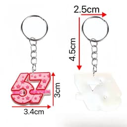 8-20pcs Keychains with Six and Seven Number Elements, Bag and Wallet Accessory, Perfect Gift for Birthdays and Parties, 2D Flat.