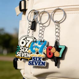 8-20pcs Keychains with Six and Seven Number Elements, Bag and Wallet Accessory, Perfect Gift for Birthdays and Parties, 2D Flat.