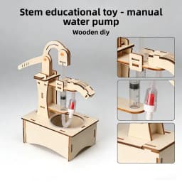 Wooden DIY Hand Pump Well Model STEM Educational Science Experiment Assembly Toy Physics Learning and Gifts