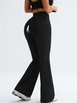 Solid Color Hip Lifting Flare Pants Women High Waist Slim Design Comfortable Stretch Casual Yoga Leggings