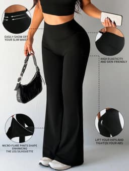 Solid Color Hip Lifting Flare Pants Women High Waist Slim Design Comfortable Stretch Casual Yoga Leggings
