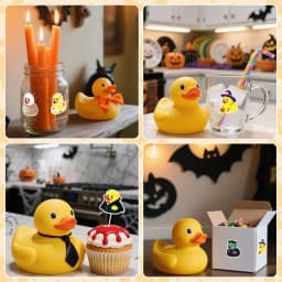 500Pcs Halloween Rubber Duck Roll Stickers Funny Cartoon Duck Label Decals for Envelope Scrapbook Trick or Treat Party Supplies