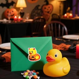 500Pcs Halloween Rubber Duck Roll Stickers Funny Cartoon Duck Label Decals for Envelope Scrapbook Trick or Treat Party Supplies