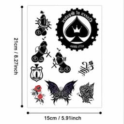 Queen of Spades Temporary Tattoo Sticker, Waterproof Poker Dagger Floral Body Art for Women, Gothic Sexy Shoulder Arm Tattoo