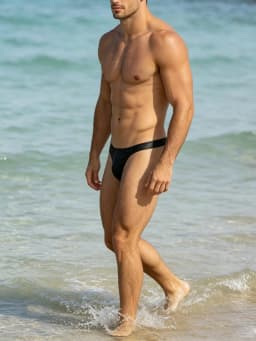 Men's Faux Leather Swimwear T-Back Swim Thong Low Rise Sexy Bikini G-String Swimsuit Beachwear Bathing Suit