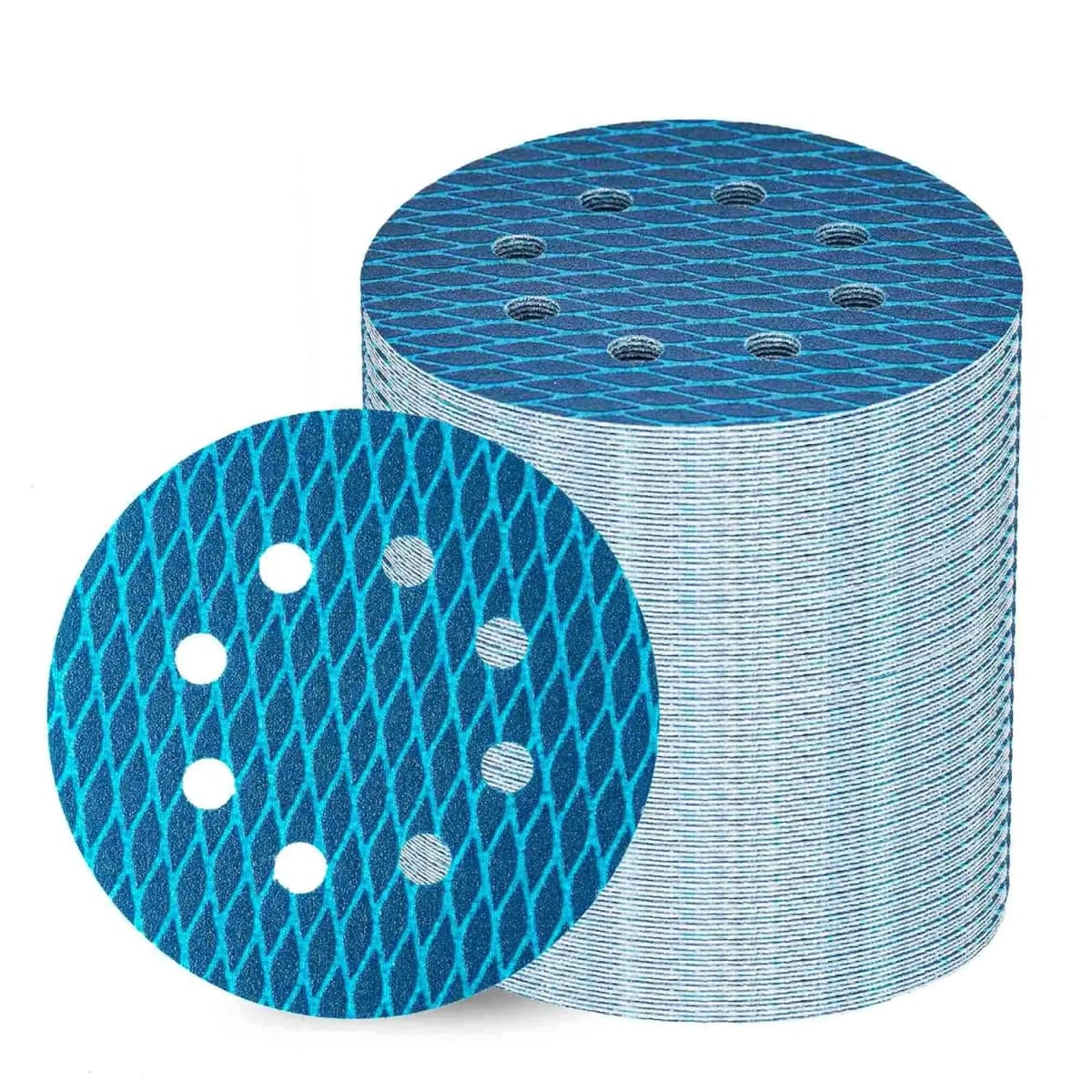 10pcs Sander Sandpaper 5 Inch 8 Hole Sanding Disc Hook Pads Sand Paper for Wood Metal Blue Aluminum Oxide Anti Blocking Discs