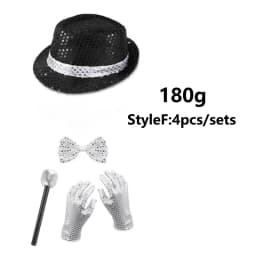 Michael Jackson Cosplay Accessories Set Sequin Hat Gloves Sunglasses Suspender Tie for Halloween Party