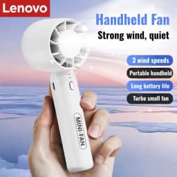 Lenovo Handheld Fan USB Rechargeable 2 in 1 Desk Fan Strong Wind Mini Cooling Fan Quiet Small Air Cooler for Office Travel