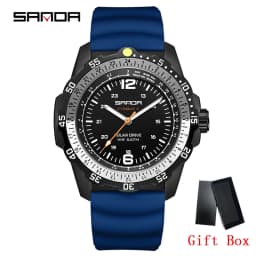 SANDA Luxury Men's Solar-powered Watch Creative Quartz Dial Luminous Hands Waterproof Sport Student Wristwatch Innovative Design