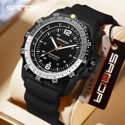SANDA Luxury Men's Solar-powered Watch Creative Quartz Dial Luminous Hands Waterproof Sport Student Wristwatch Innovative Design