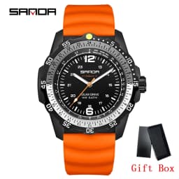 SANDA Luxury Men's Solar-powered Watch Creative Quartz Dial Luminous Hands Waterproof Sport Student Wristwatch Innovative Design