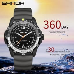 SANDA Luxury Men's Solar-powered Watch Creative Quartz Dial Luminous Hands Waterproof Sport Student Wristwatch Innovative Design
