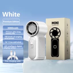 Lenovo Portable Handheld Mini Fan 100 Speed Adjust Type C Rechargeable Fan Digital Display Desktop Fan Outdoor