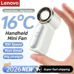 Lenovo Portable Handheld Mini Fan 100 Speed Adjust Type C Rechargeable Fan Digital Display Desktop Fan Outdoor
