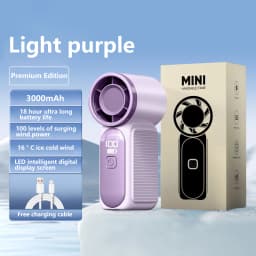 Lenovo Portable Handheld Mini Fan 100 Speed Adjust Type C Rechargeable Fan Digital Display Desktop Fan Outdoor