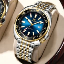 VA VA VOOM Hot Selling Original Colorful Gradient Blue Surface Quartz Watch Men Fashion Stainless Steel Watch for Men Clock Gift