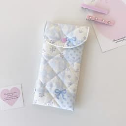 1pc Fashion Floral Bow Snap Pen Bag Student Stationery Girl Portable Glasses Storage Bag Large Capacity Travel Makeup Bag Gifts