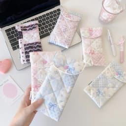 1pc Fashion Floral Bow Snap Pen Bag Student Stationery Girl Portable Glasses Storage Bag Large Capacity Travel Makeup Bag Gifts