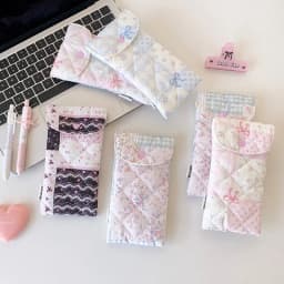 1pc Fashion Floral Bow Snap Pen Bag Student Stationery Girl Portable Glasses Storage Bag Large Capacity Travel Makeup Bag Gifts