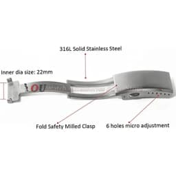 18mm 20mm 22mm Stainless Steel Extended Fold Solid Watch Buckle for Seiko Silver Double Push Safety Milled Clasp Watchband Clasp