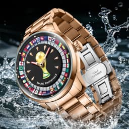 MARK FAIRWHALE 5087 Famous Football Sports Quartz Watch 360 ° Rotating Flag Dial Stainless Steel Strap Waterproof Watch for Man